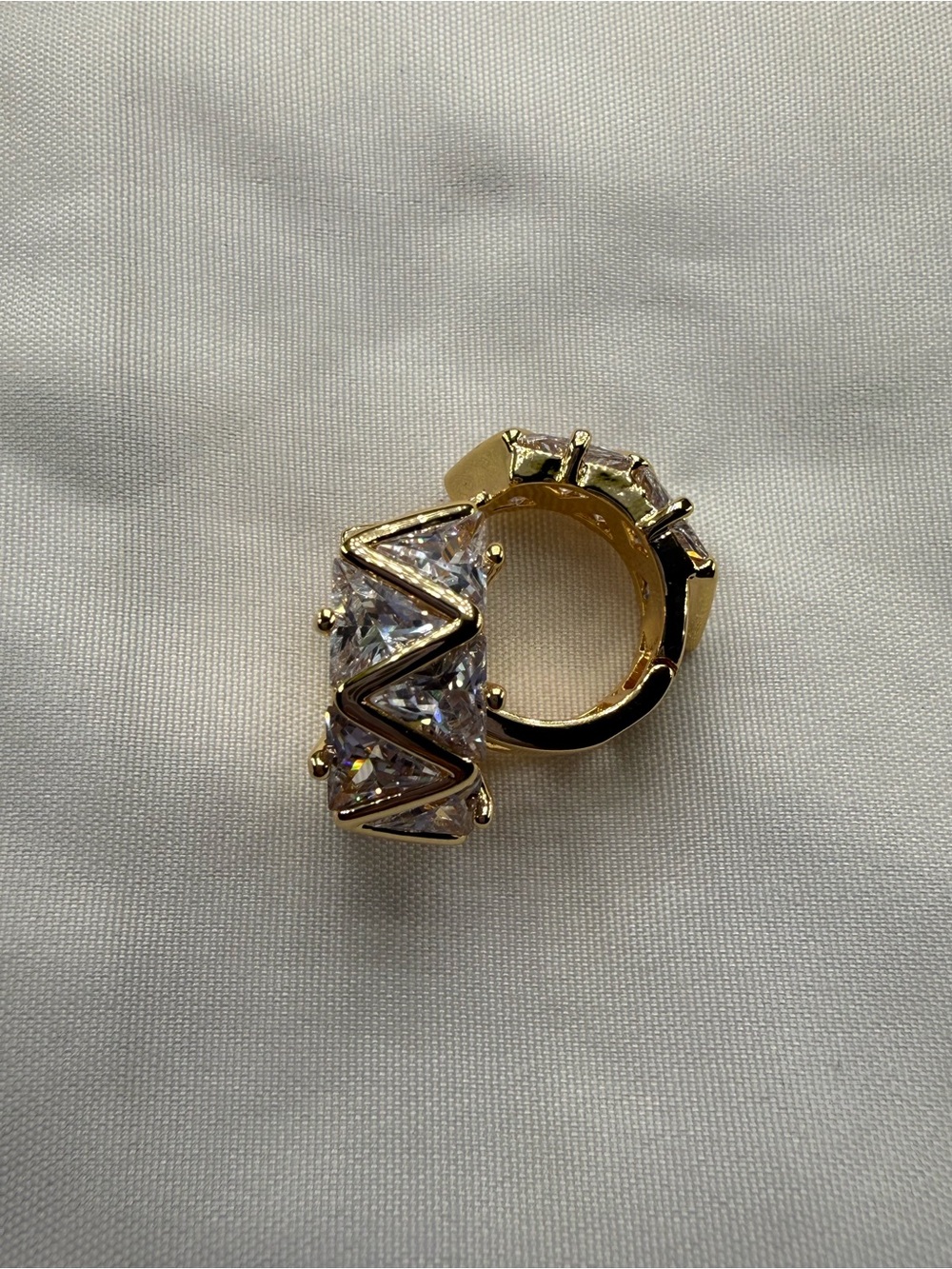14k. Gold plated cubic zirconia Huggie Earring - Sparkling Clear Stones
